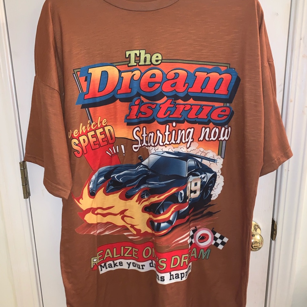 Large brown graphic tee